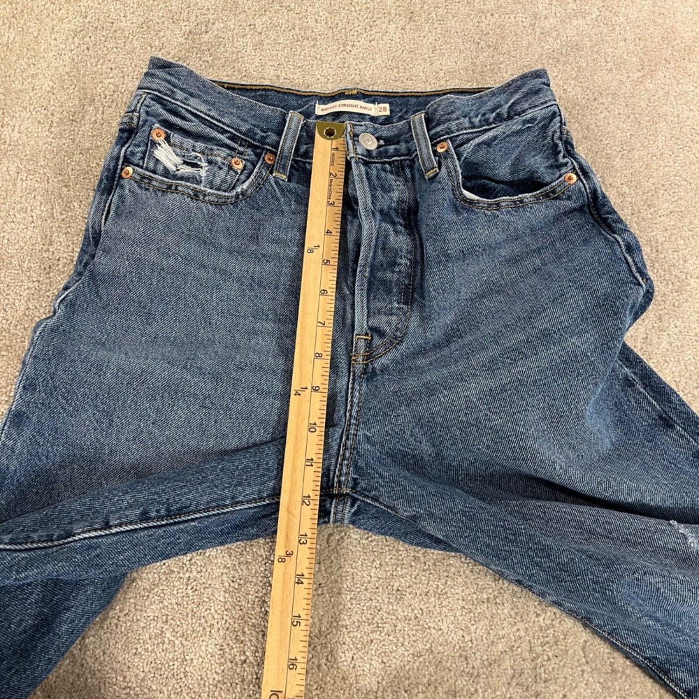 Levis Ribcage Straight Ankle Jeans Womens 28 Distressed Streetwear Button Fly - Picture 7 of 14